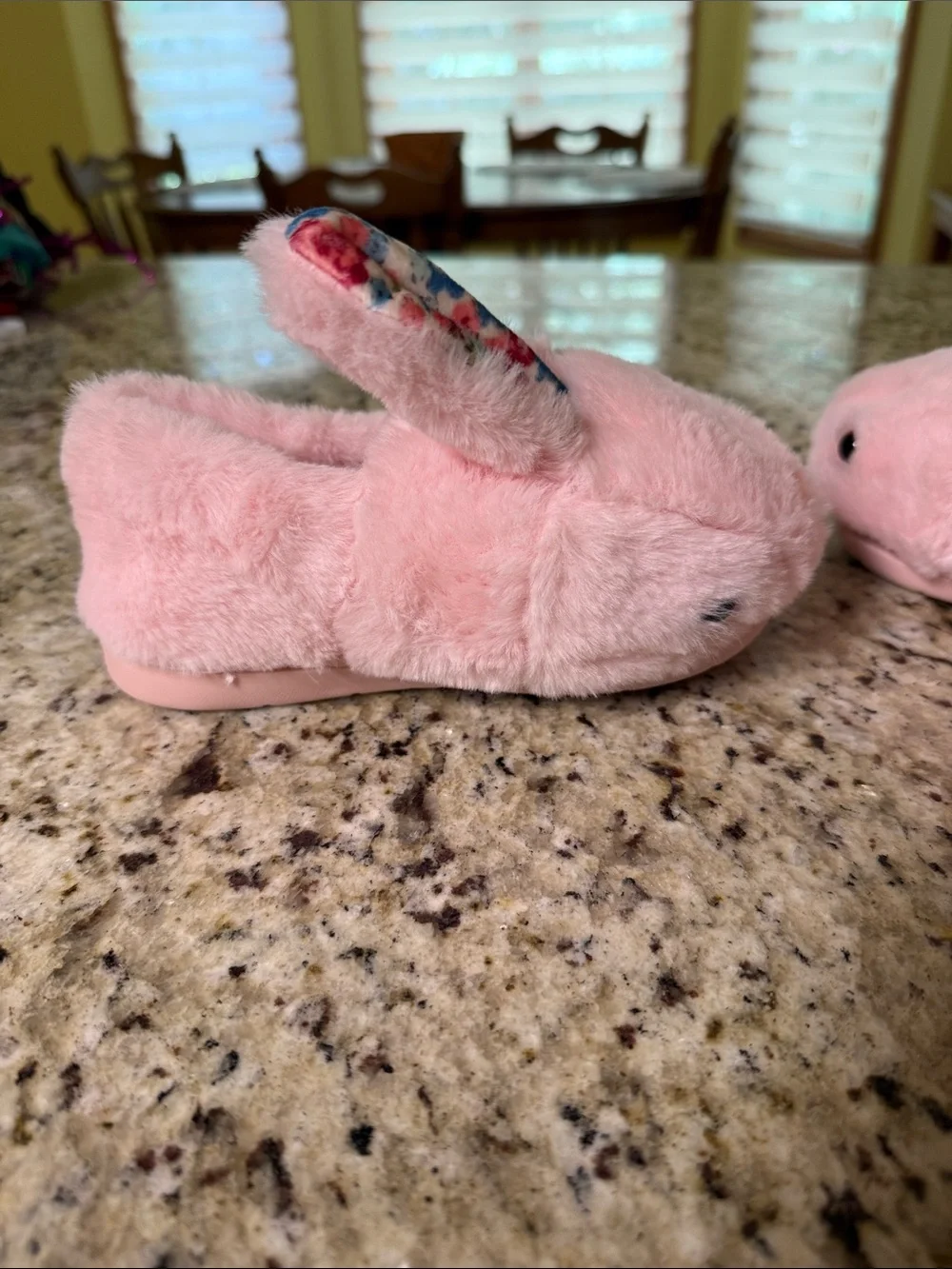 Plush Pink Bunny Slippers for Kids - Soft Slip-On Indoor Shoes